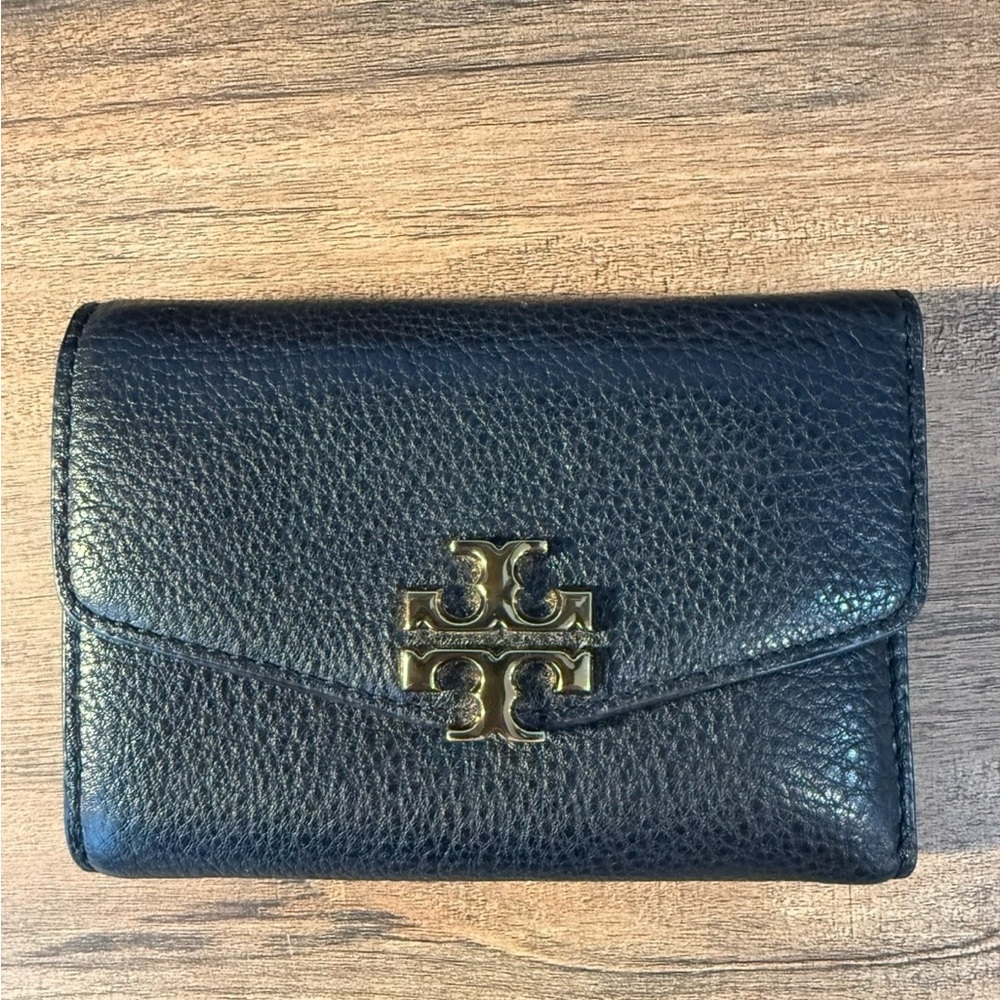 Tory Burch Black Pebbled Leather Wallet